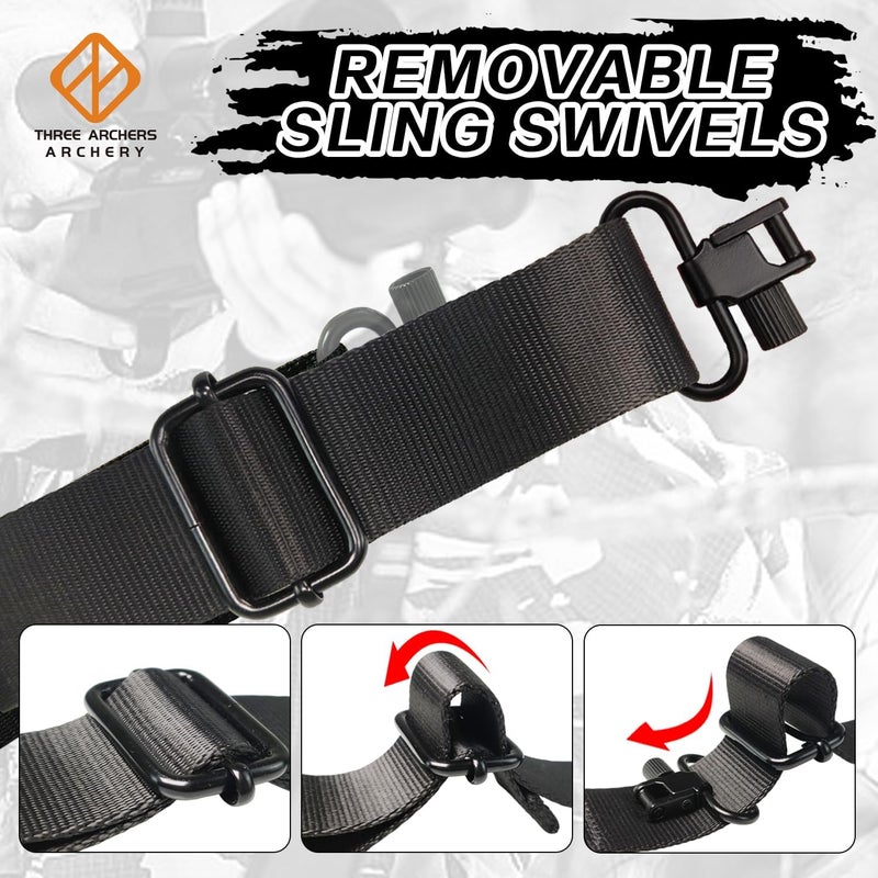 THREE ARCHERS Archery Bow Sling with Removable Swivels Comfortable Padded Shoulder Adjustable Strap Sling for Crossbow for Portable Outdoors-Shooting & Hunting(Length 28-52IN, Width 2.4IN) - Image 4